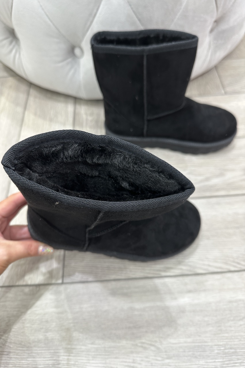 Tyra Black Faux Fur Suede Boots