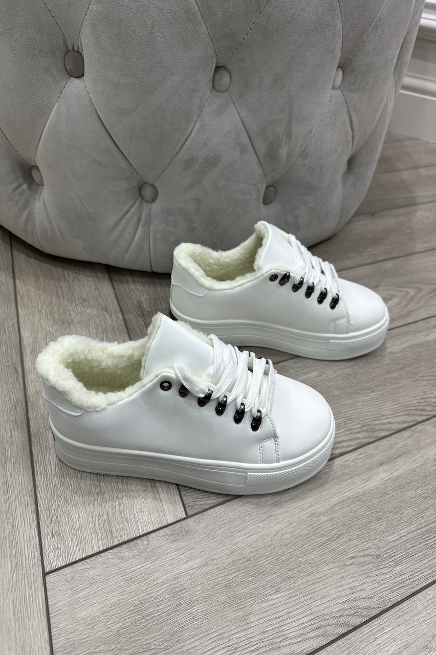 White Dreamy Fur Lined Trainers