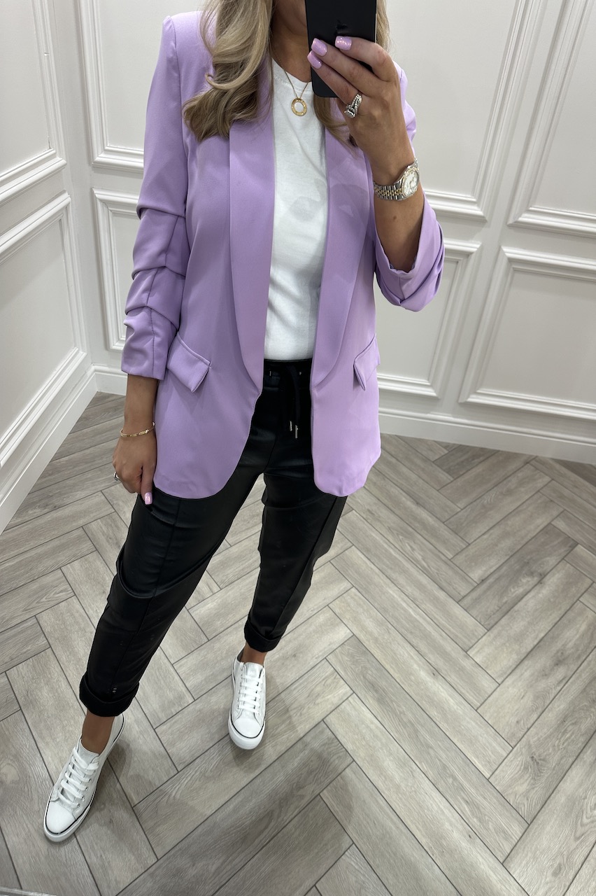 Ariana Lilac Classic Blazer with ruched sleeve