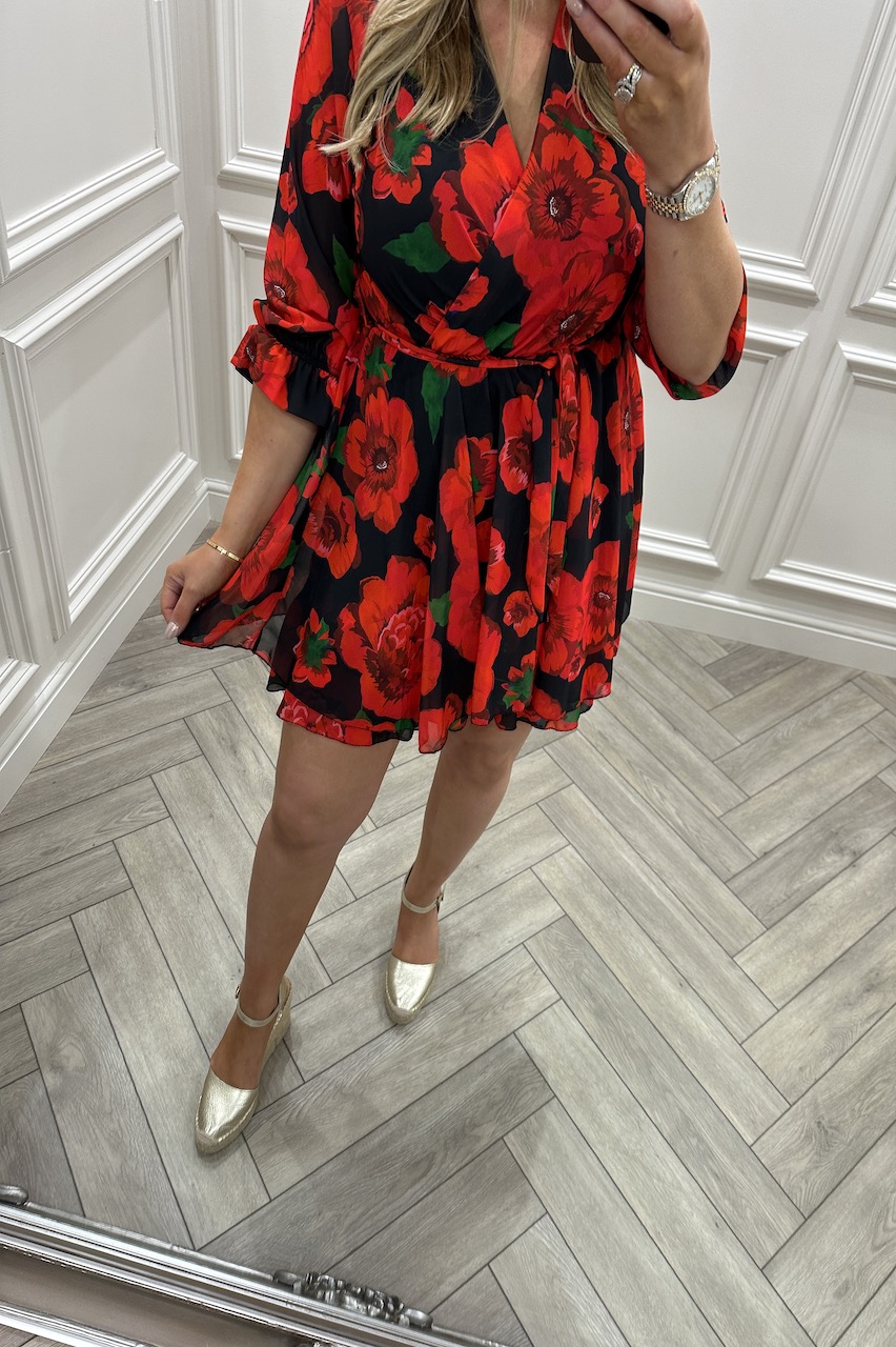 Kimberley Poppy Belt Skater Dress 