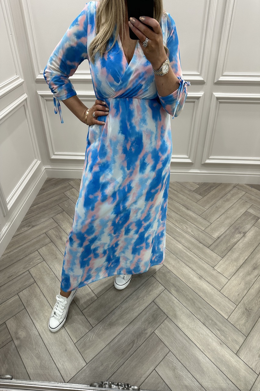 Sharlene Blue Pattern Midi Dress