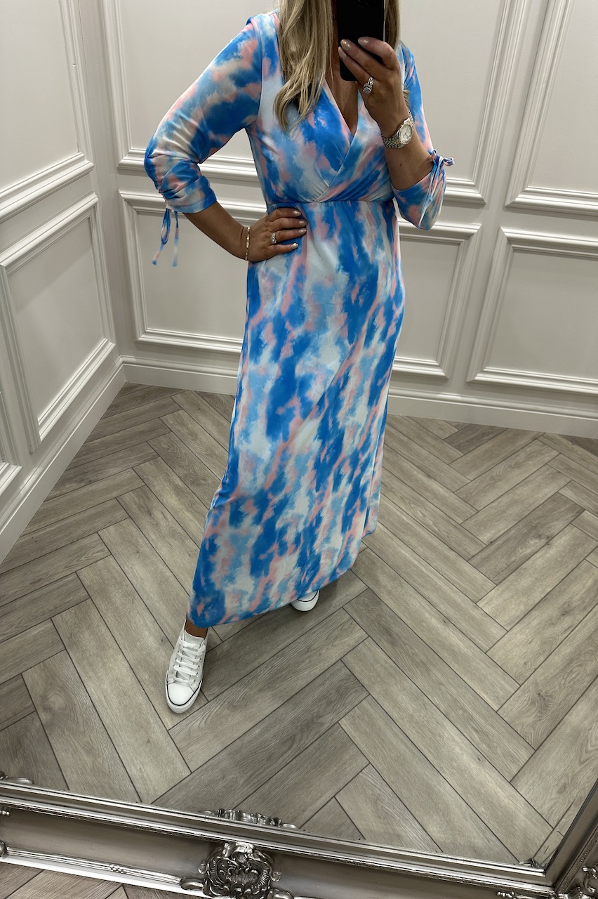Sharlene Blue Pattern Midi Dress