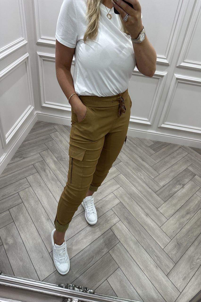 Tan Pocket Combat joggers