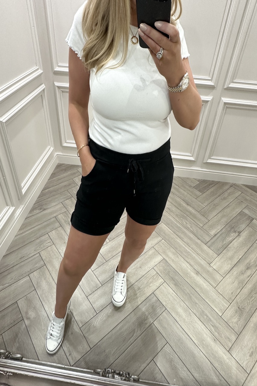 Black Magic Stretch Drawstring Shorts