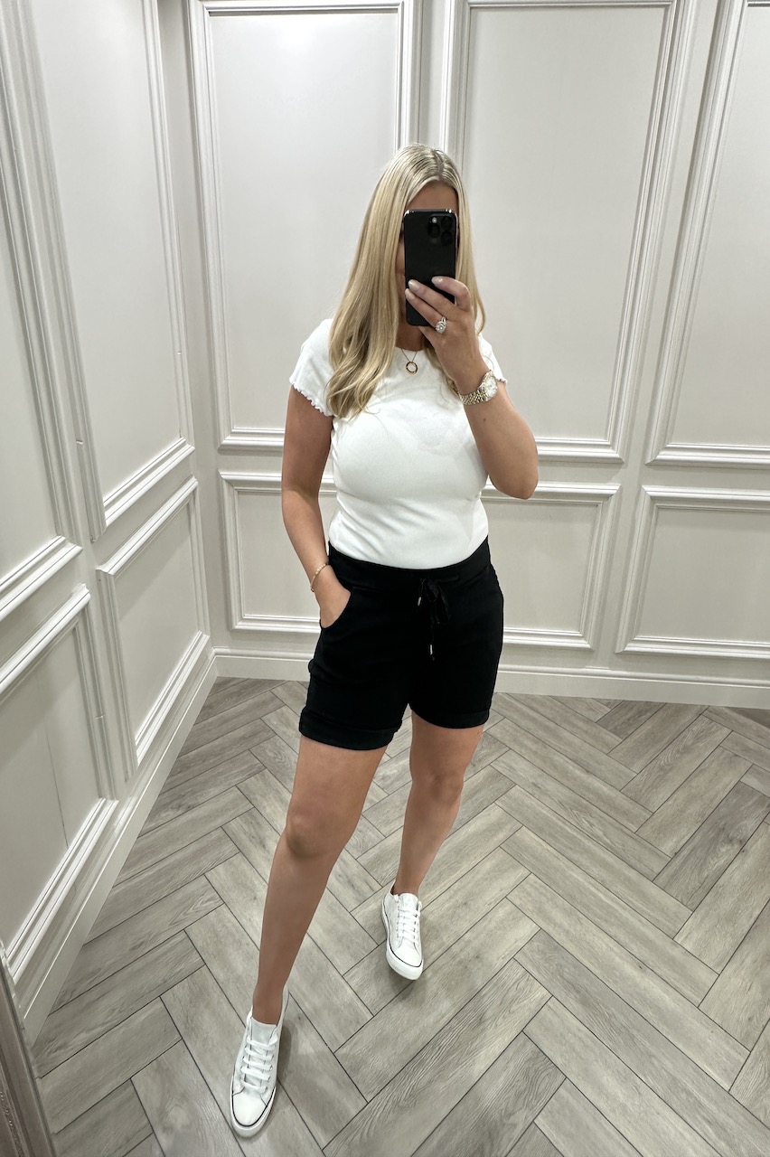 Black Magic Stretch Drawstring Shorts