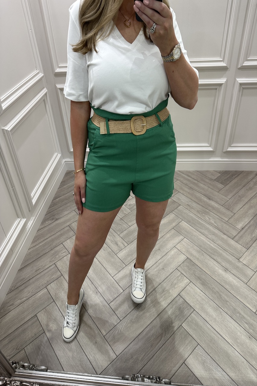 Green Magic Mom Shorts With Belt