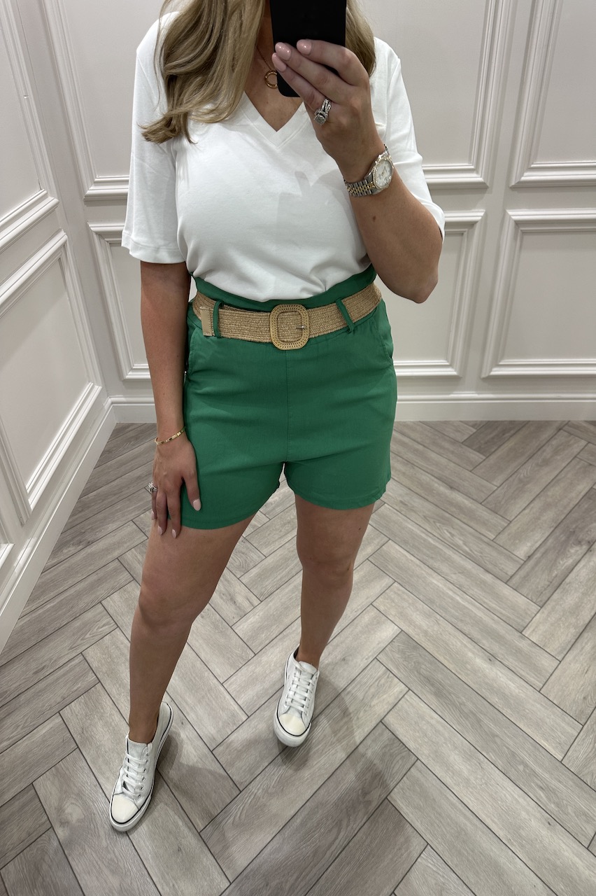 Green Magic Mom Shorts With Belt