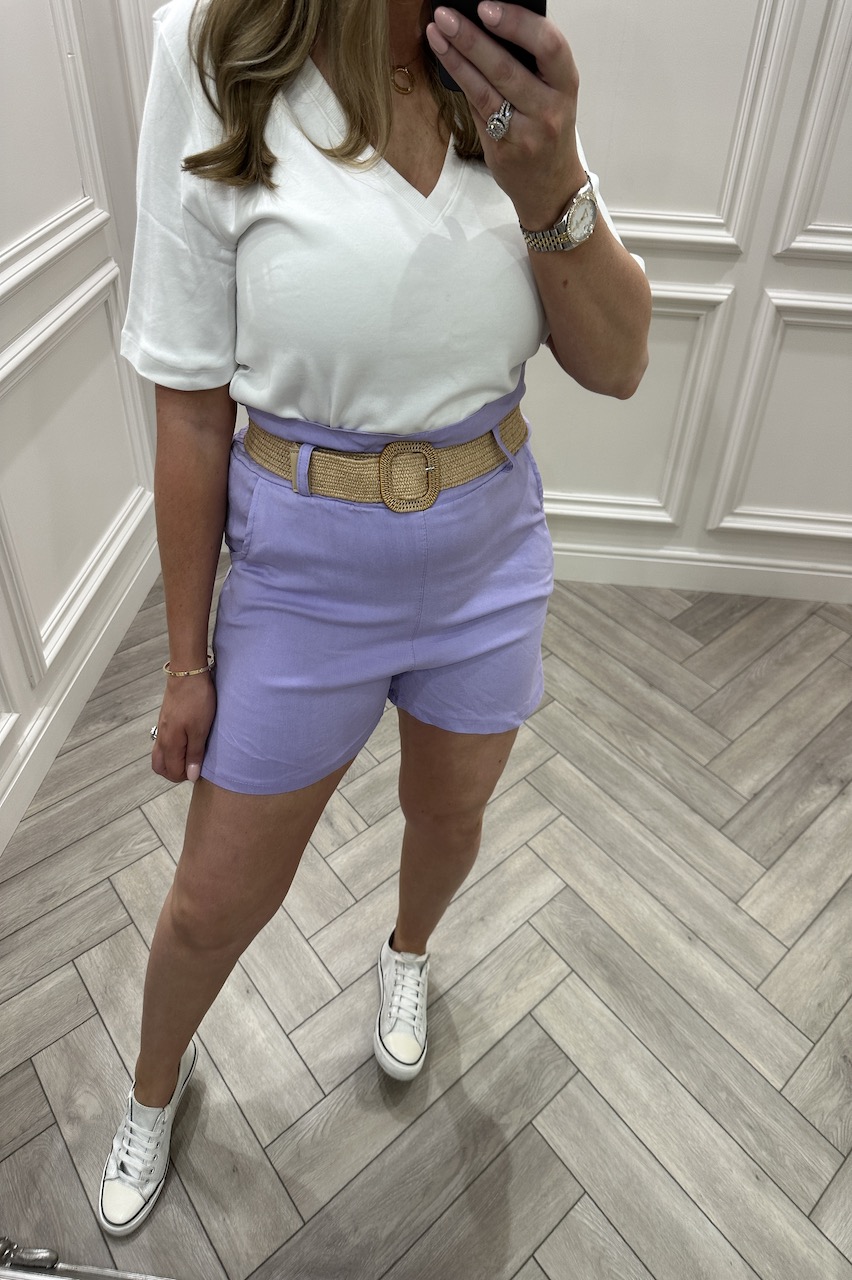Lilac Magic Mom Shorts With Belt