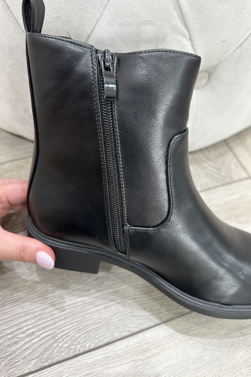 Astrid Black Ankle Boots With Zip Detail