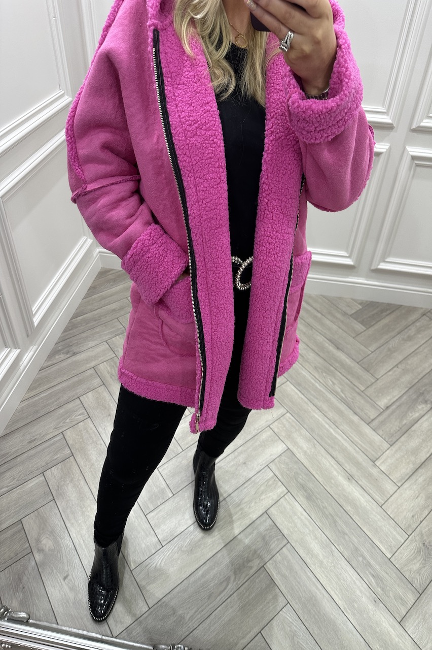 Pink Winter Glamour Teddy Jacket