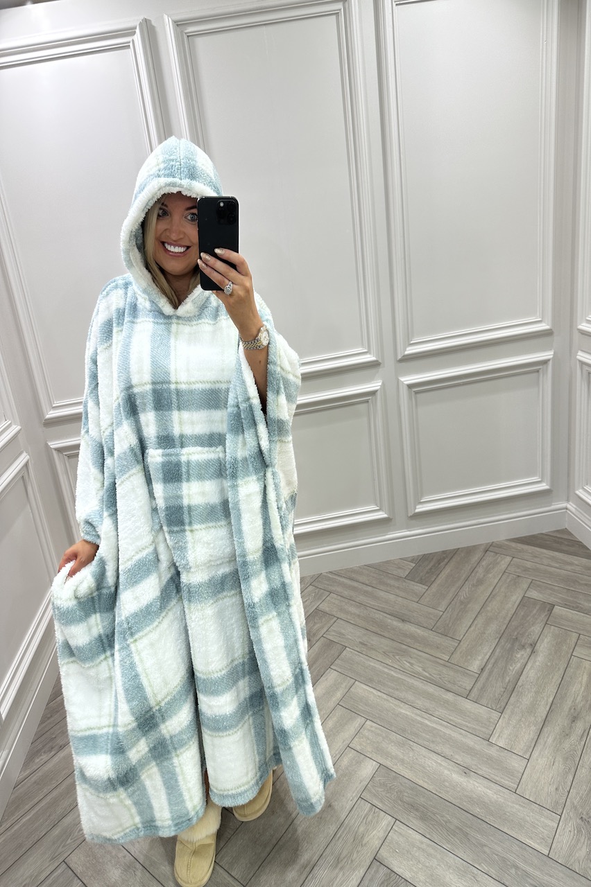 Cream & Green Checked Fleece Snuddie 