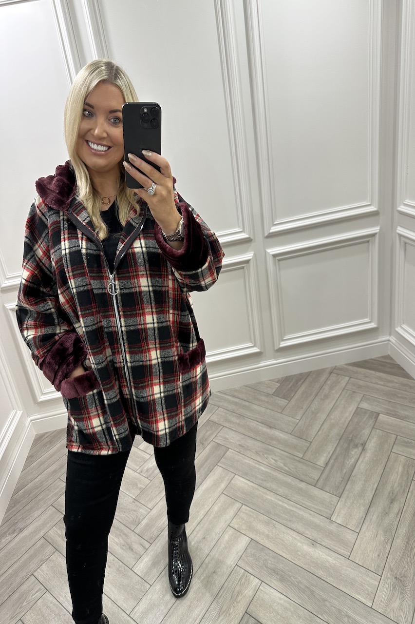 Jodie Red & Black Check Jacket