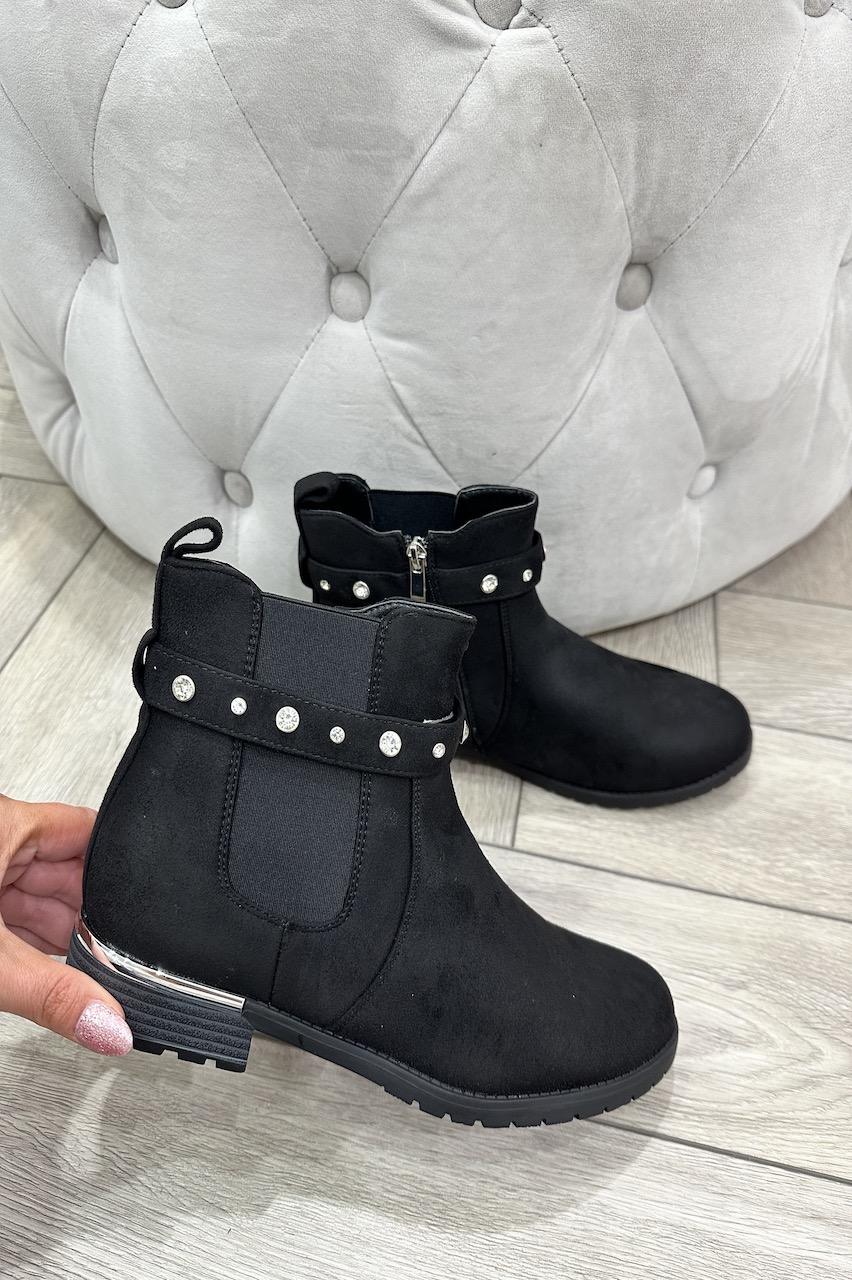 Lyra Suede Effect Diamond Ankle Boots 