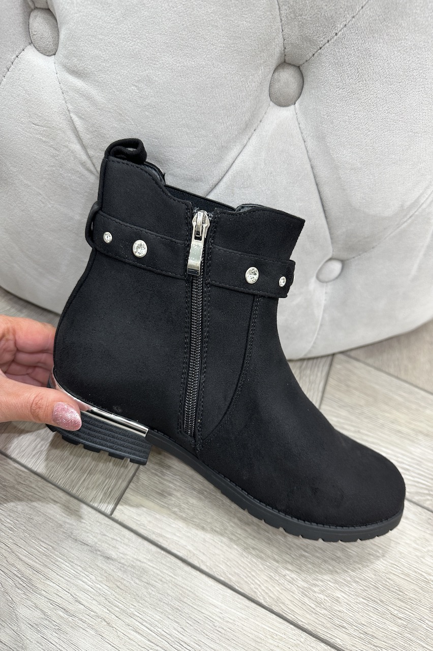 Lyra Suede Effect Diamond Ankle Boots 