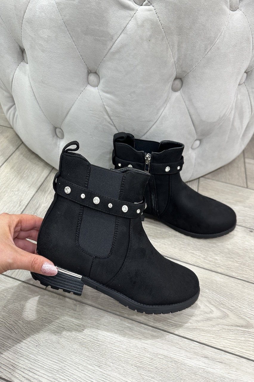 Lyra Suede Effect Diamond Ankle Boots 