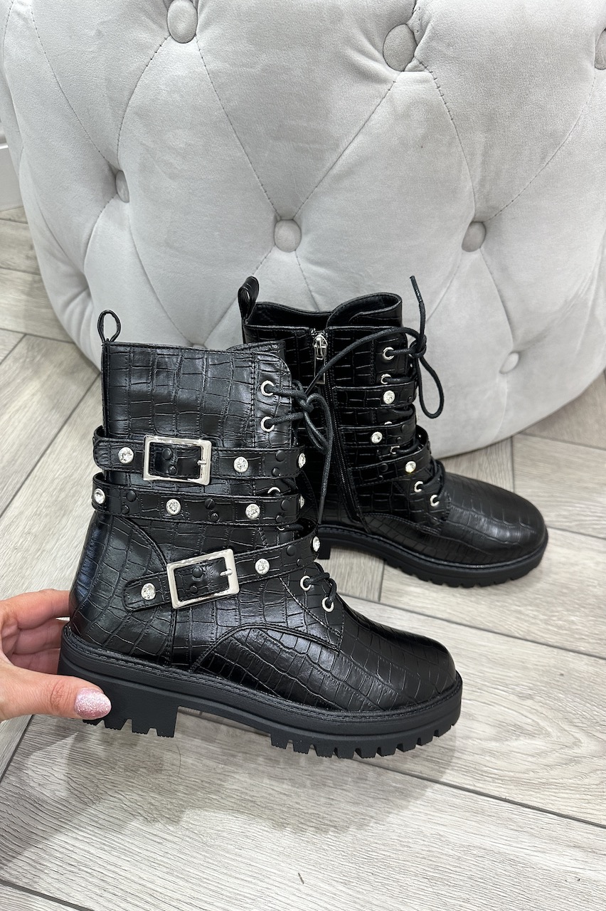 Suri Croc Biker Boots 