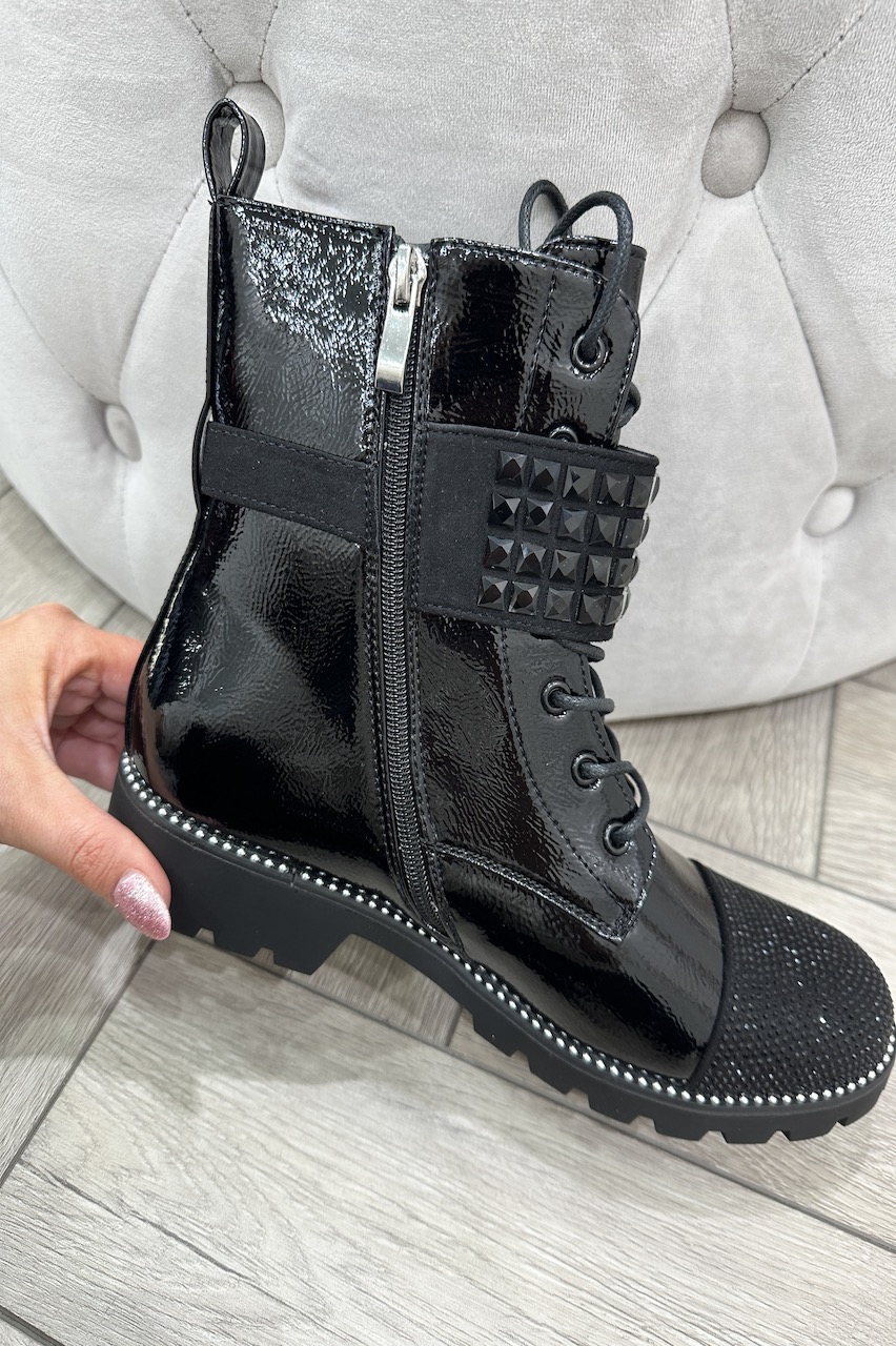 Rita Patent Biker Boots