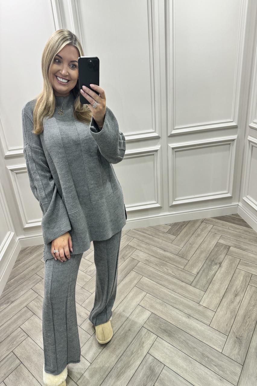 Angelica Grey Knitted  Loungewear Set