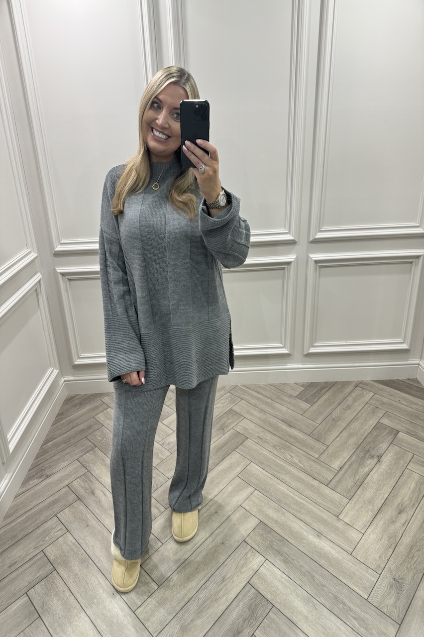 Angelica Grey Knitted  Loungewear Set