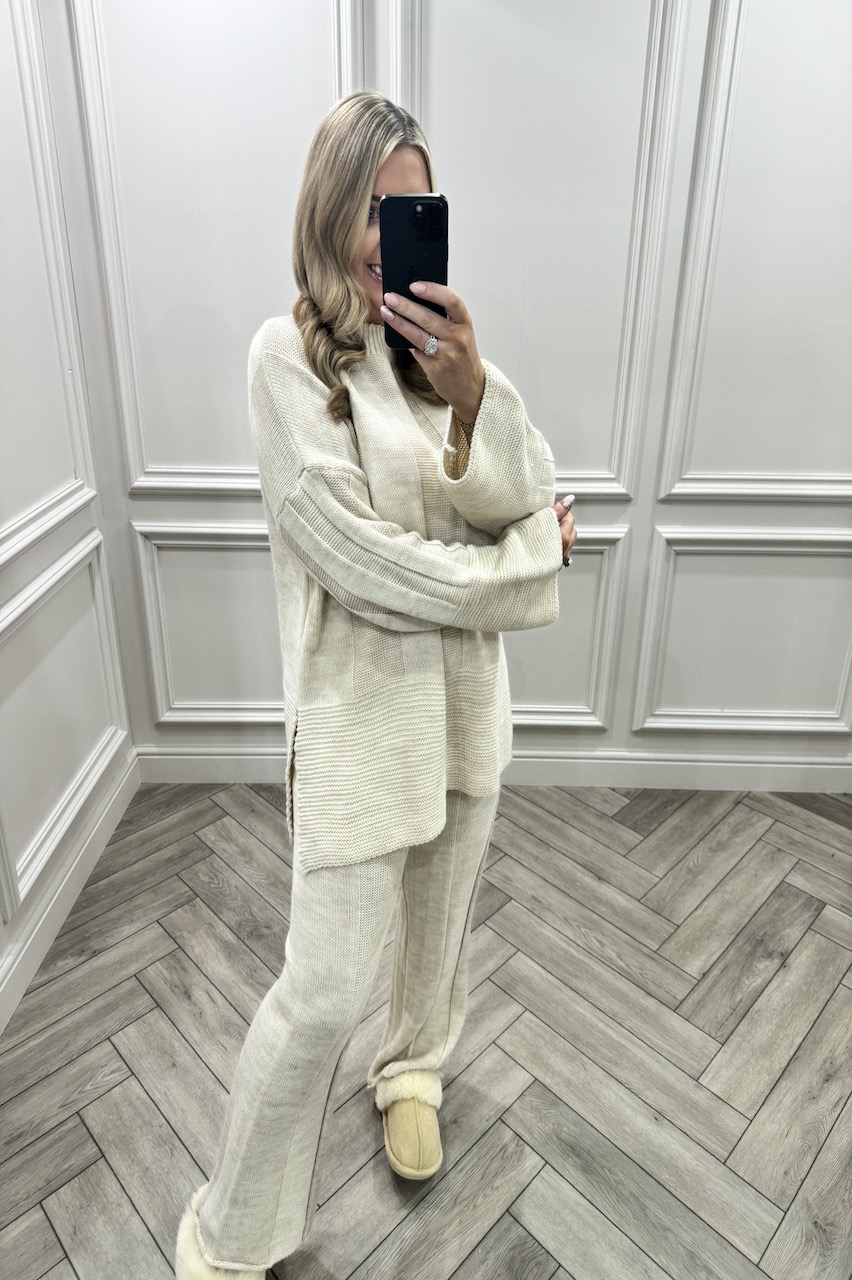 Angelica Beige Knitted  Loungewear Set