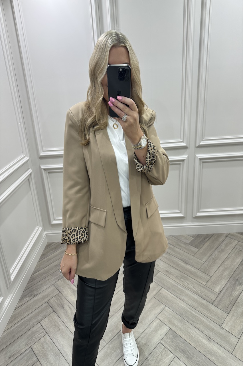 Tan Iconic Leopard Blazer 