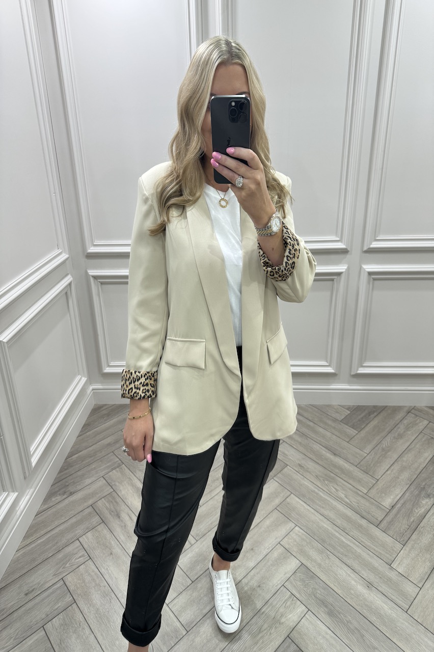 Stone Iconic Leopard Blazer 