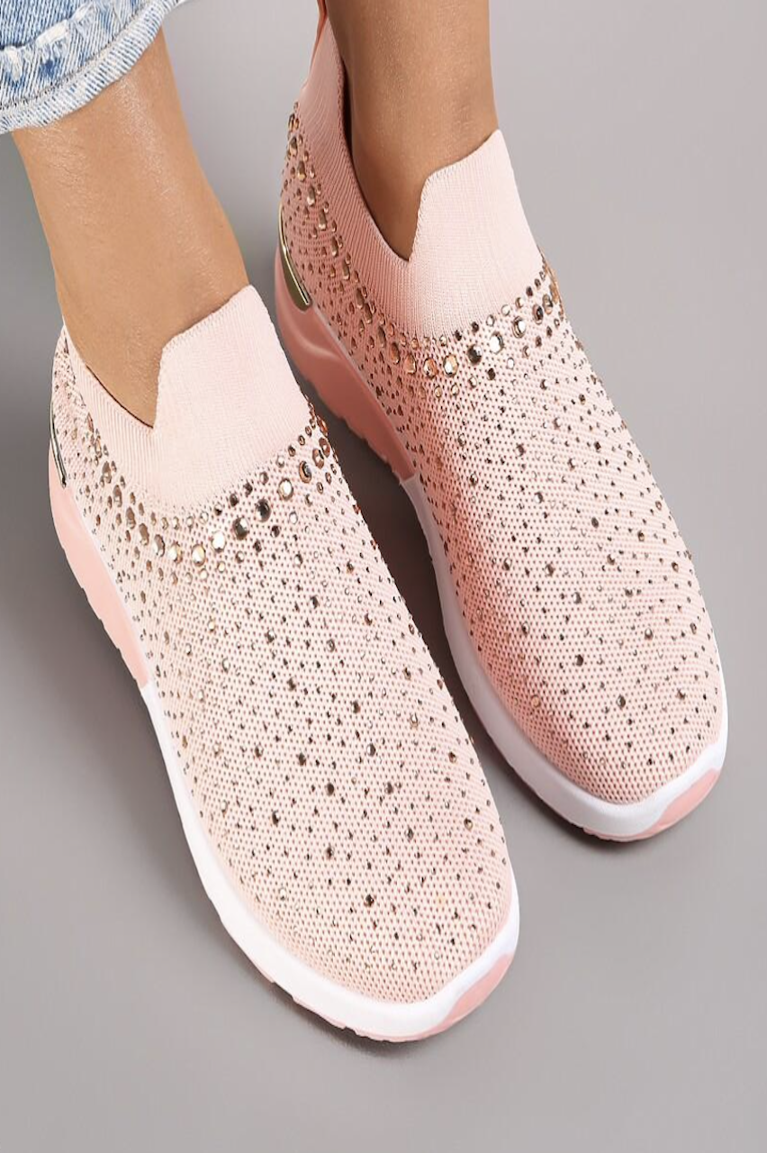 Pink Oh So Comfy Diamond Slip on Trainers