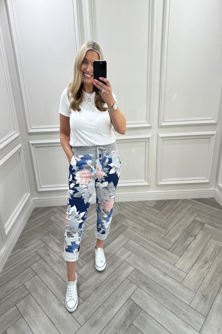 Comfort Navy Scarlett Grey Band Joggers