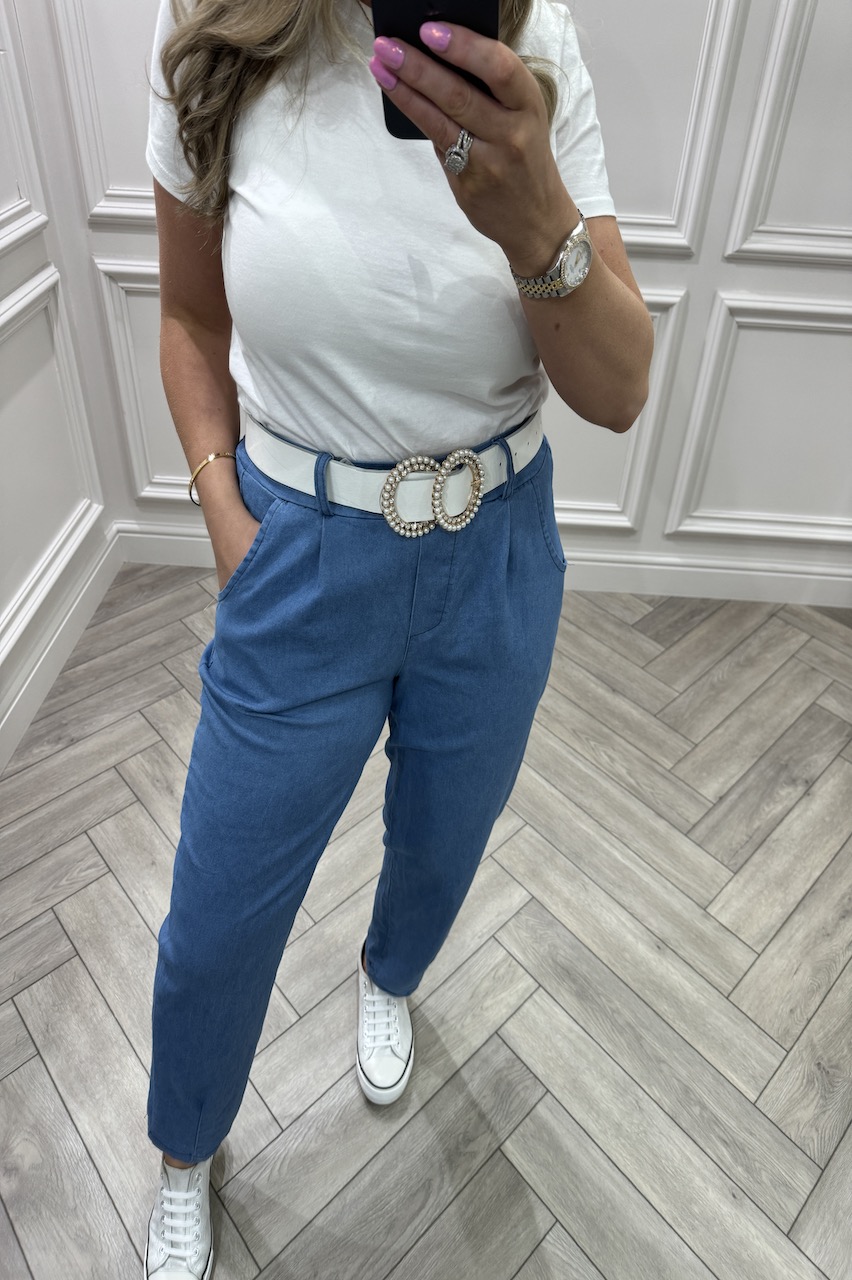 Light Wash Denim Effect Magic Mom Trousers