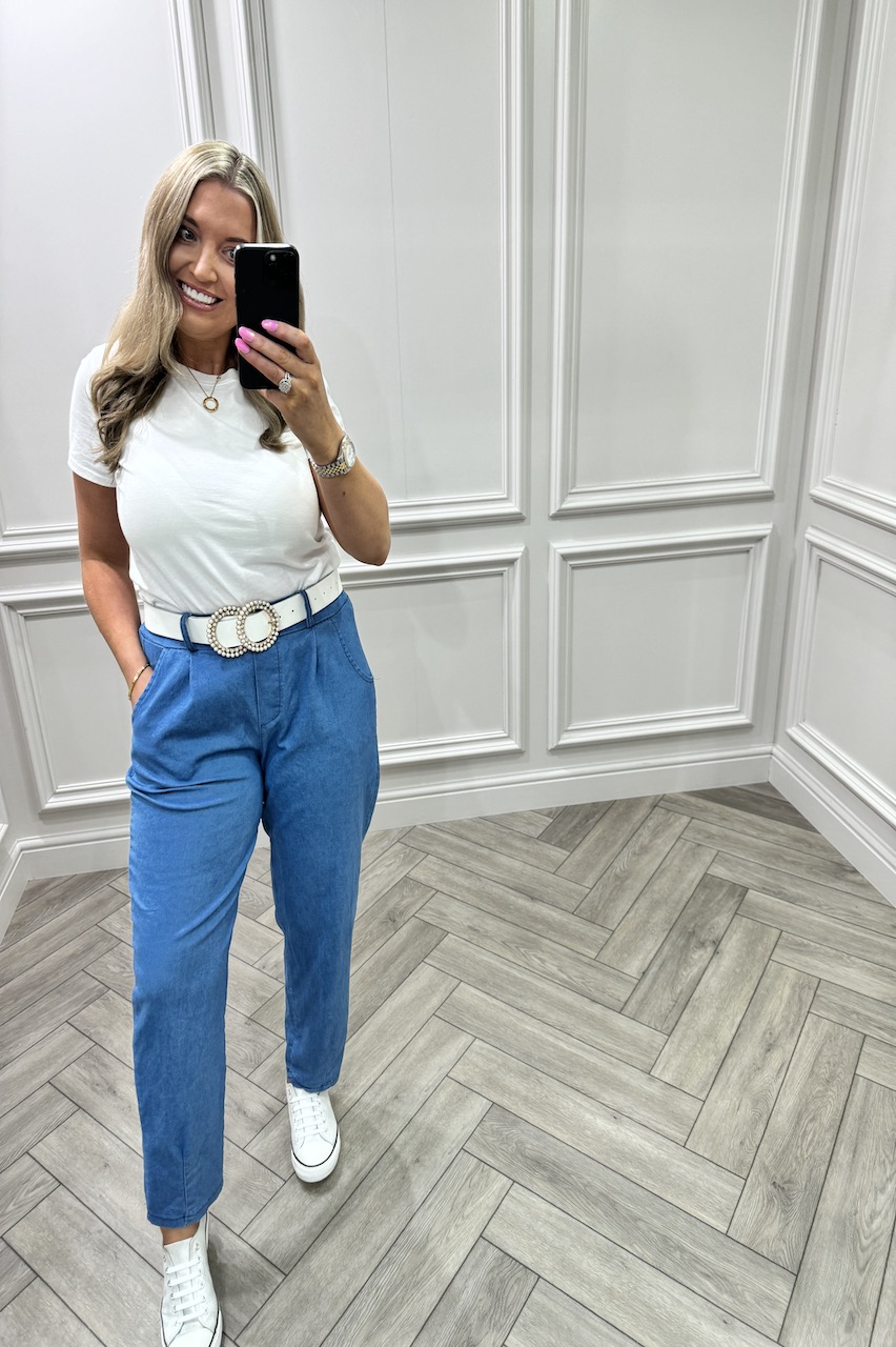 Light Wash Denim Effect Magic Mom Trousers