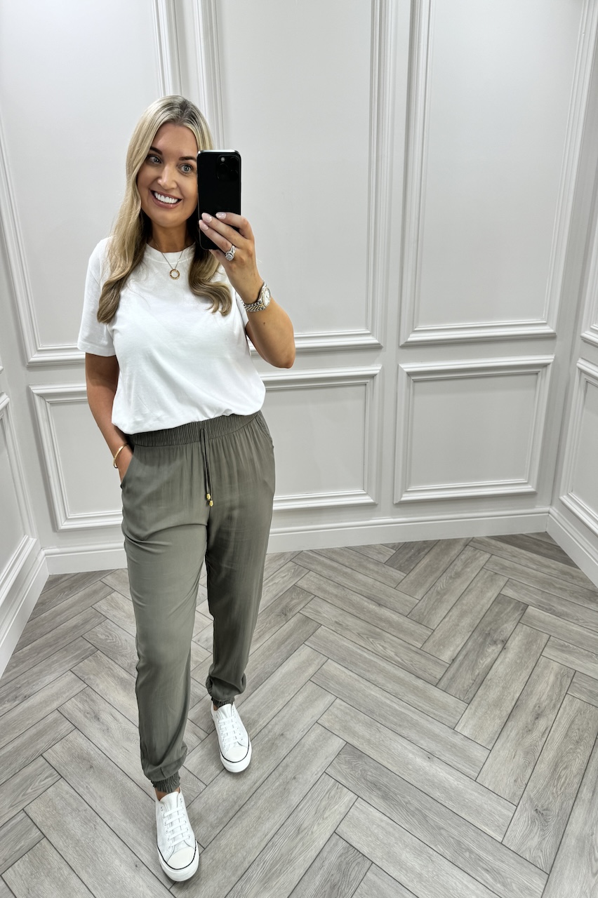 Olivia Khaki Elasticated Trousers