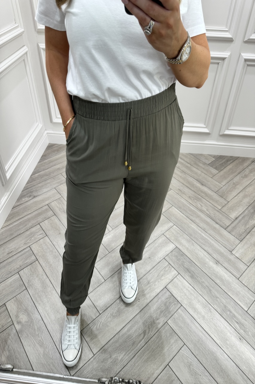 Olivia Khaki Elasticated Trousers