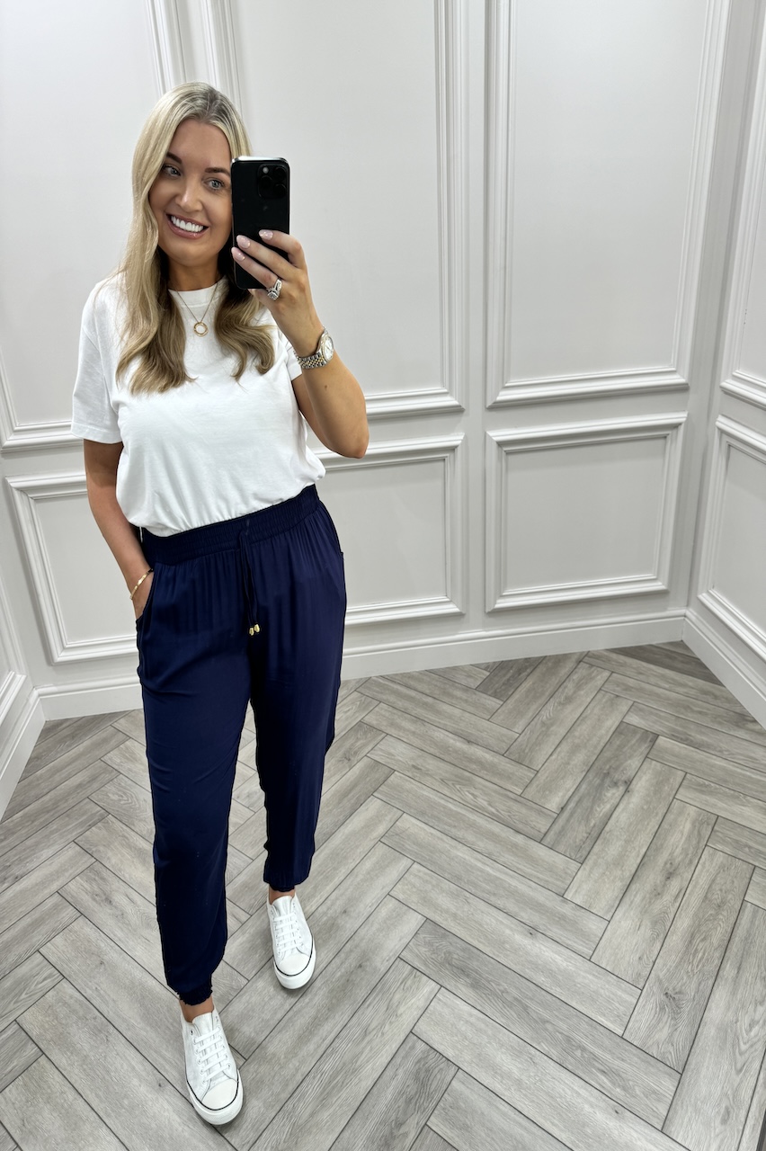 Olivia Navy Elasticated Trousers