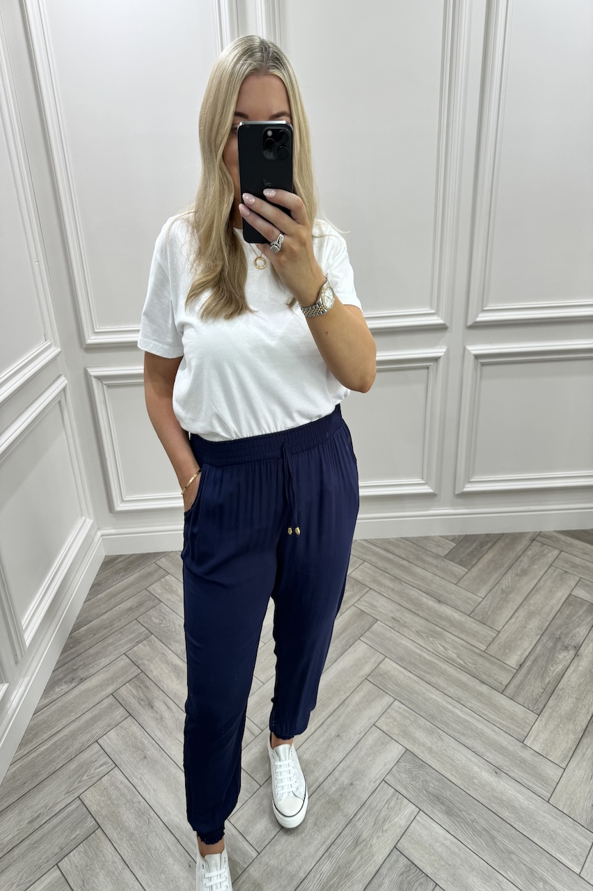 Olivia Navy Elasticated Trousers