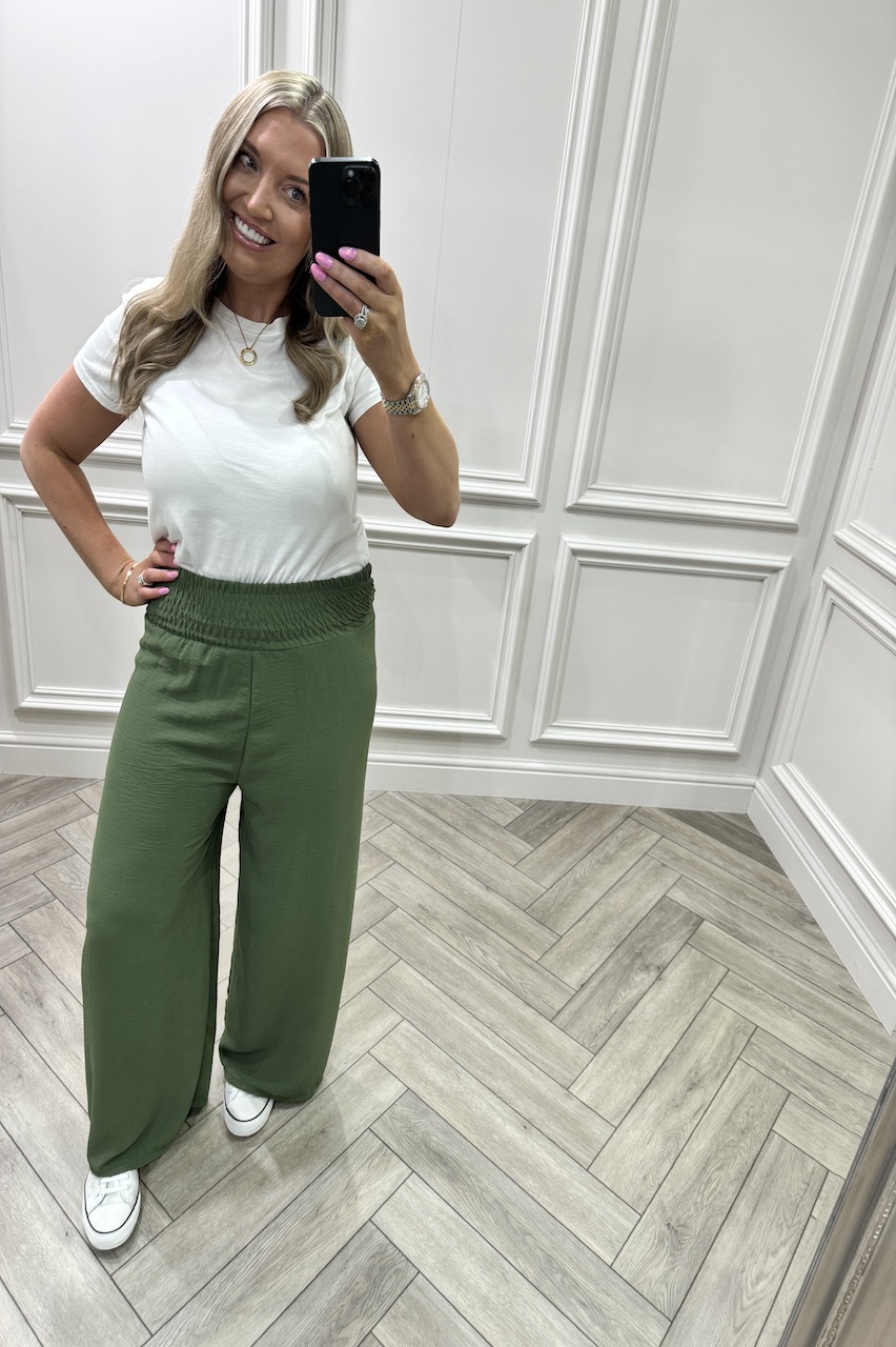 Khaki  Summer Breeze High Waist Trousers 