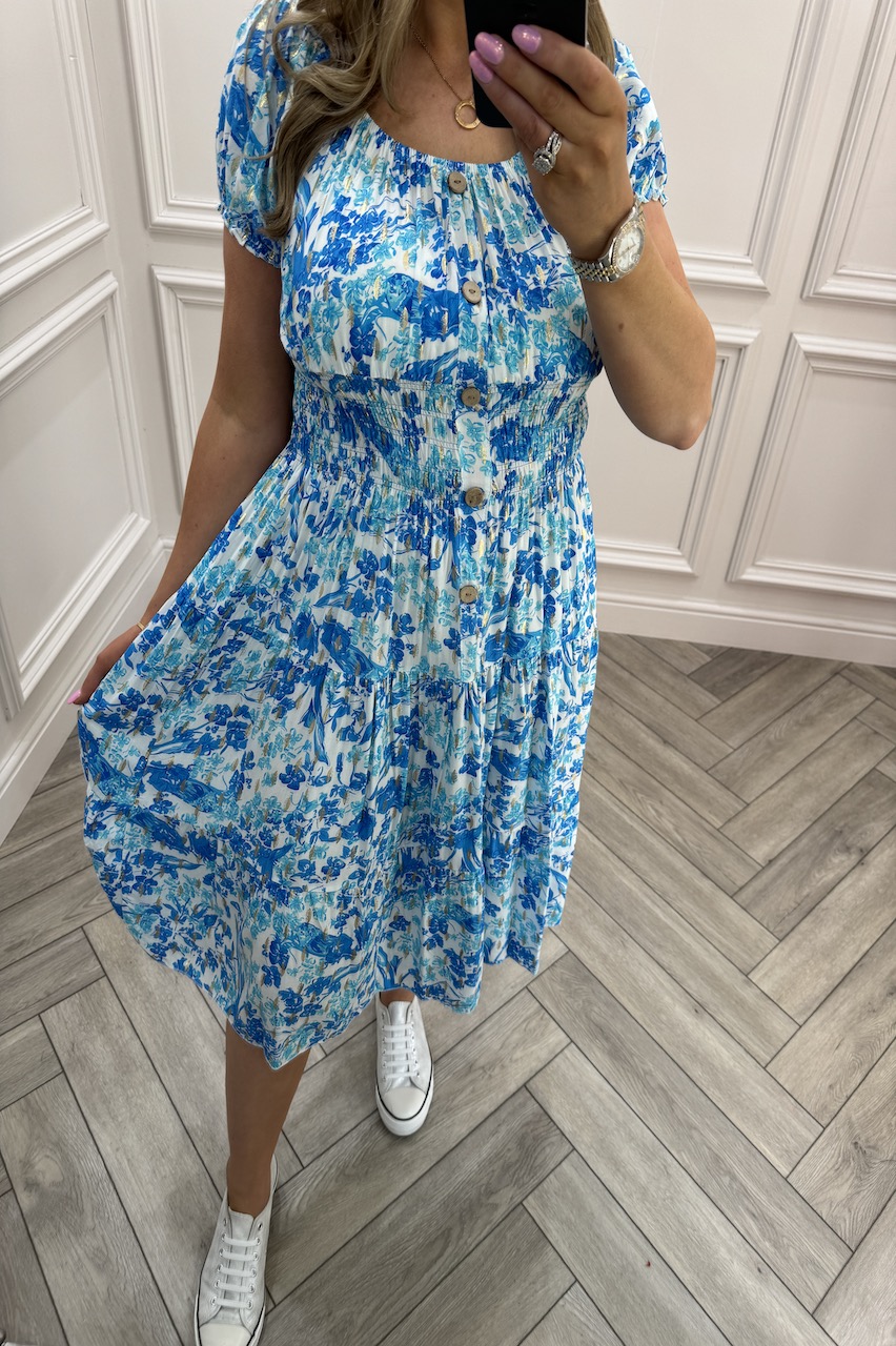 Blue Ivy Shirred Midi Dress