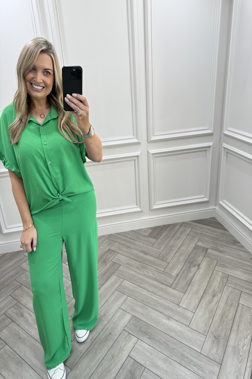 Green Chic Frill Sleeve Co-Ord Set