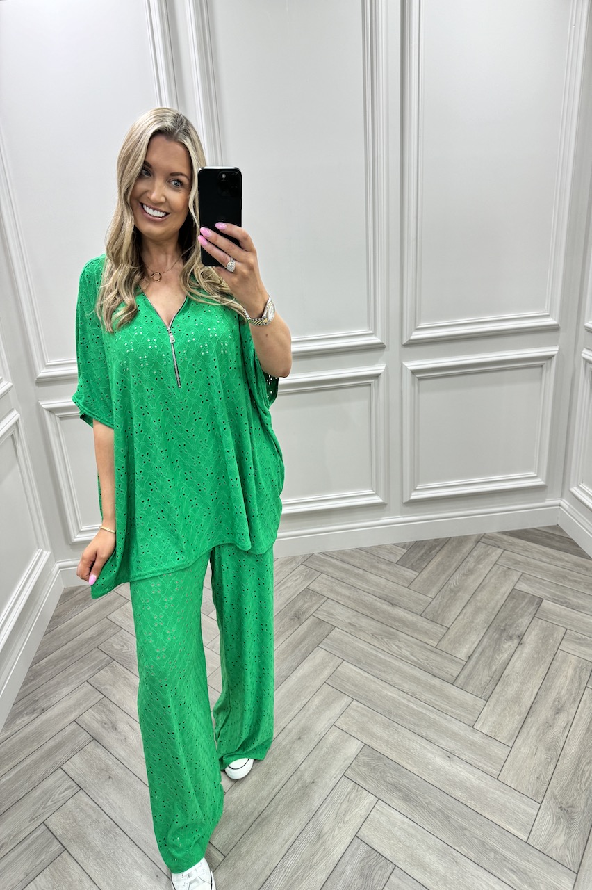 Green  Broderie Lux Co-Ord Set