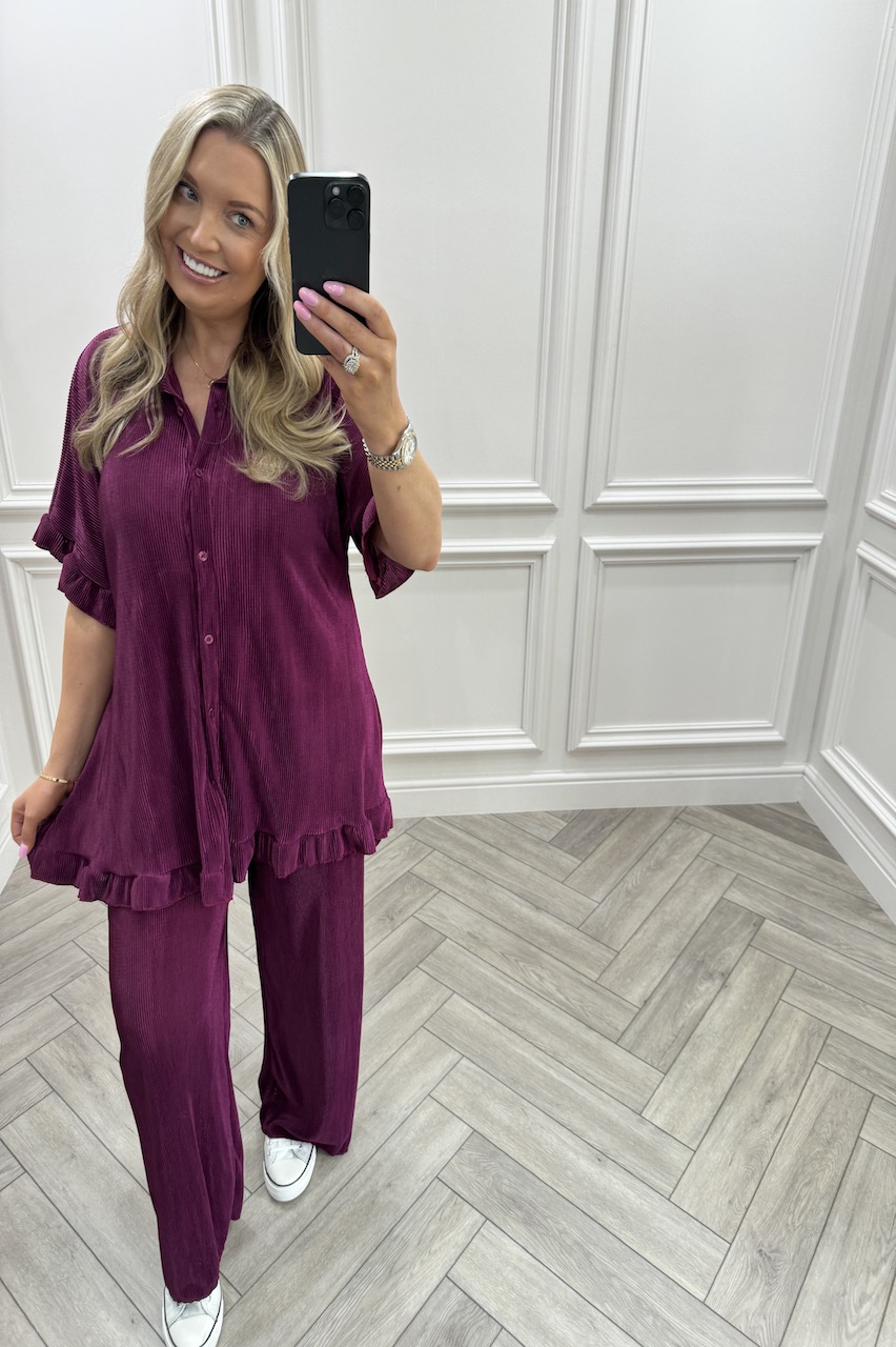 Purple Pretty In Plisse Co-Ord  Set