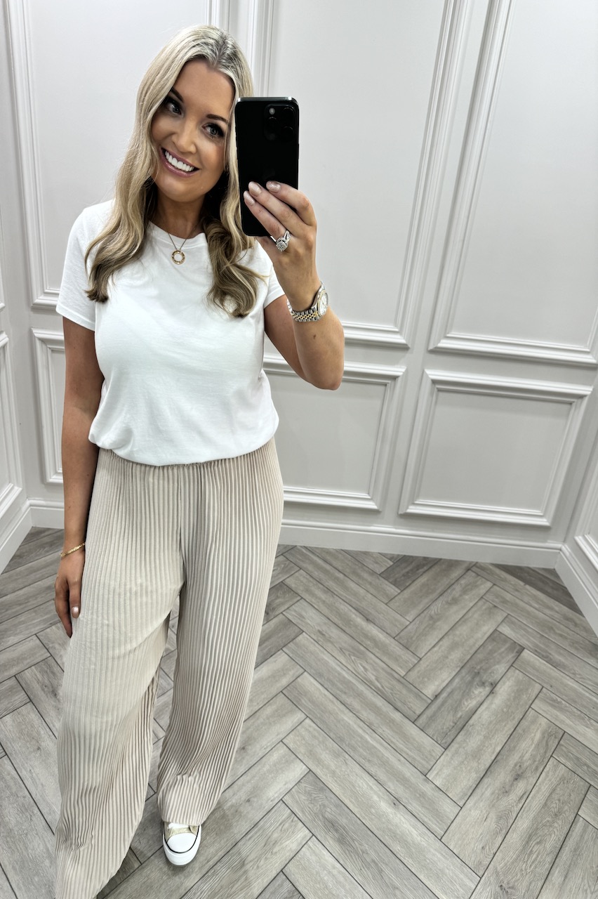 Beige Favourite Pleated  Trousers 