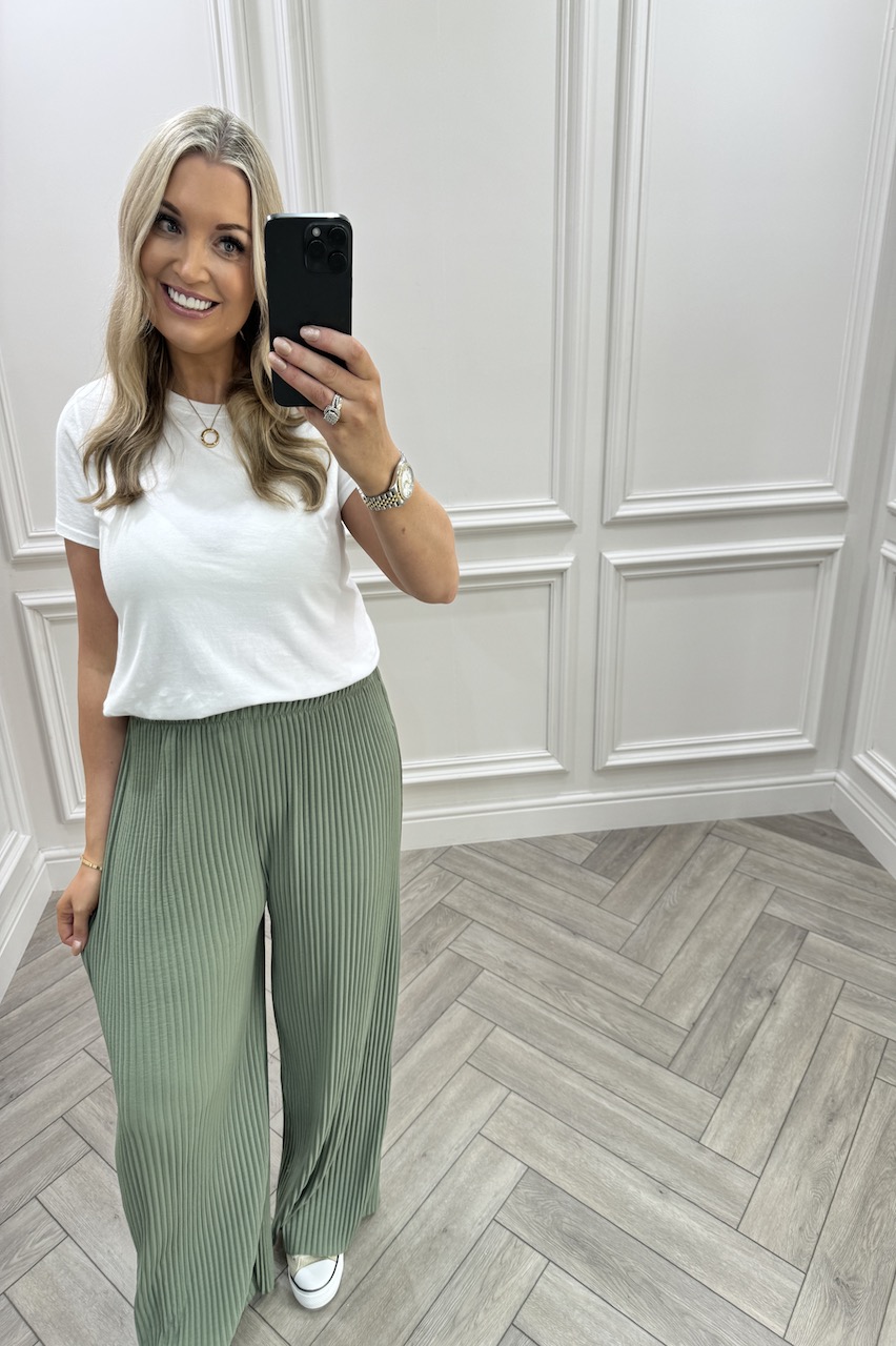 Khaki Favourite Pleated  Trousers