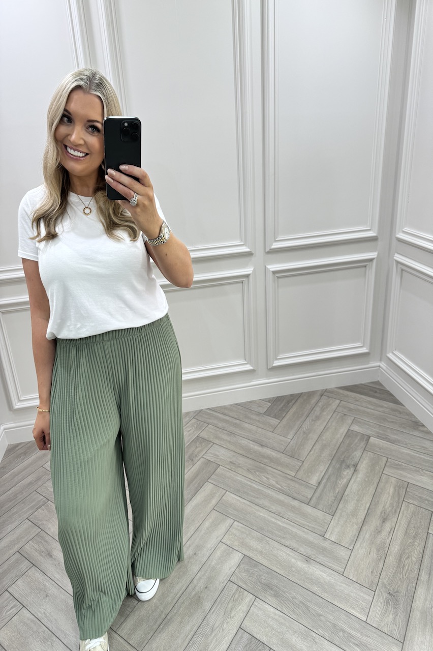 Khaki Favourite Pleated  Trousers