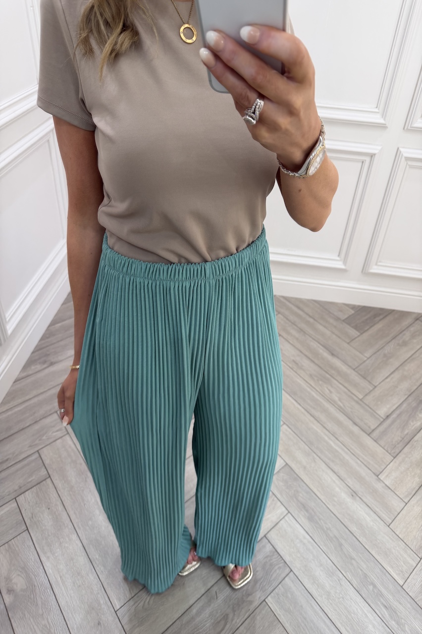 Teal Favourite Pleated  Trousers