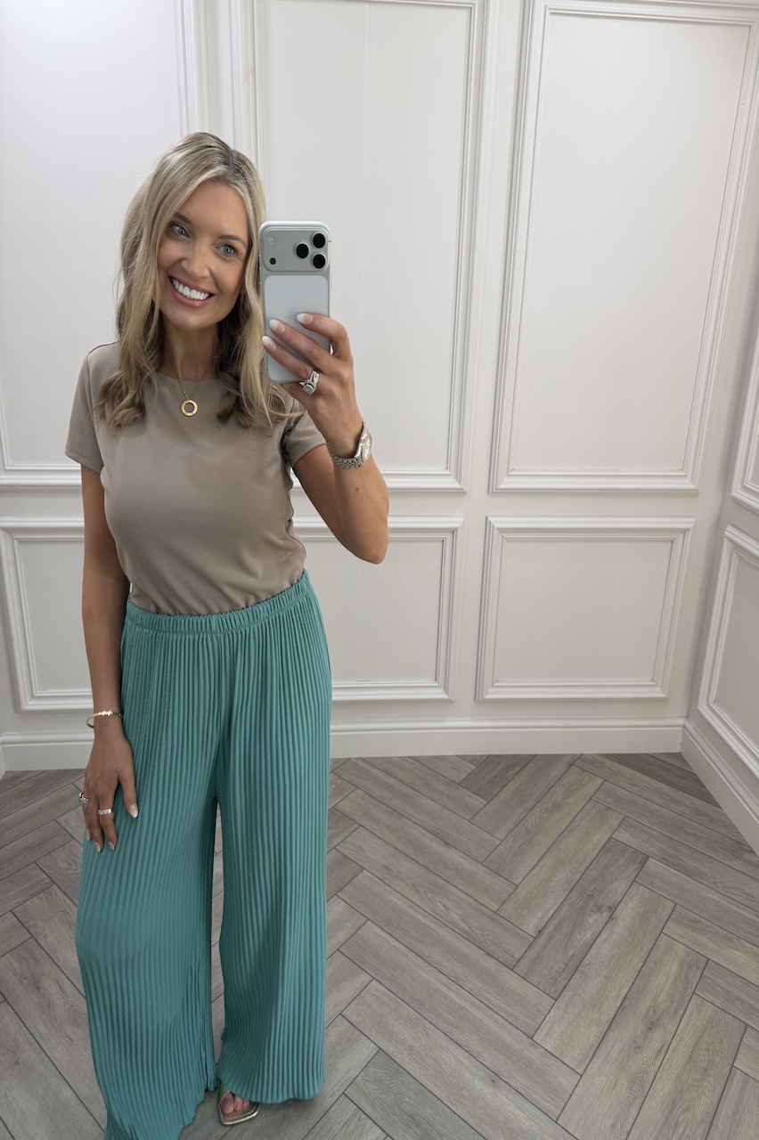 Teal Favourite Pleated  Trousers