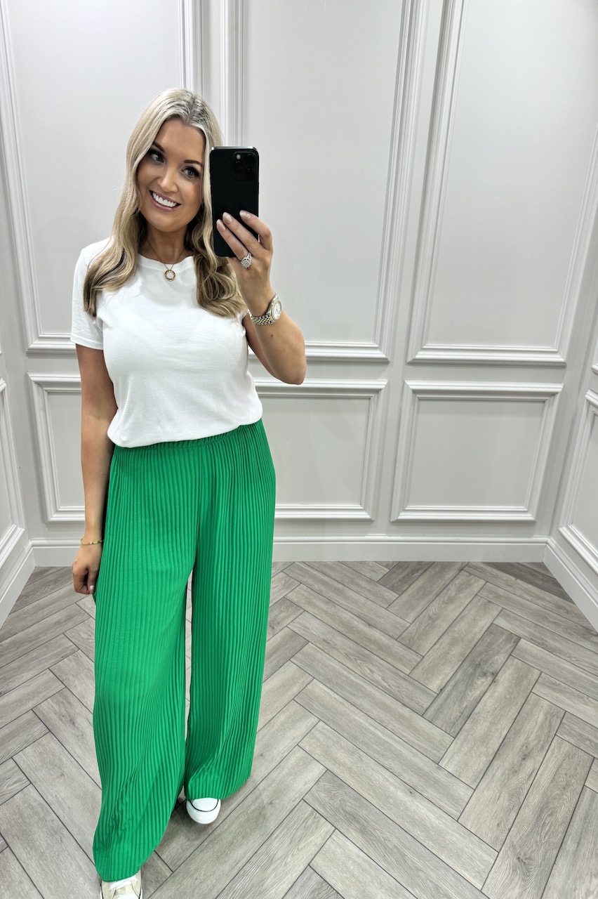 Green Favourite Pleated  Trousers