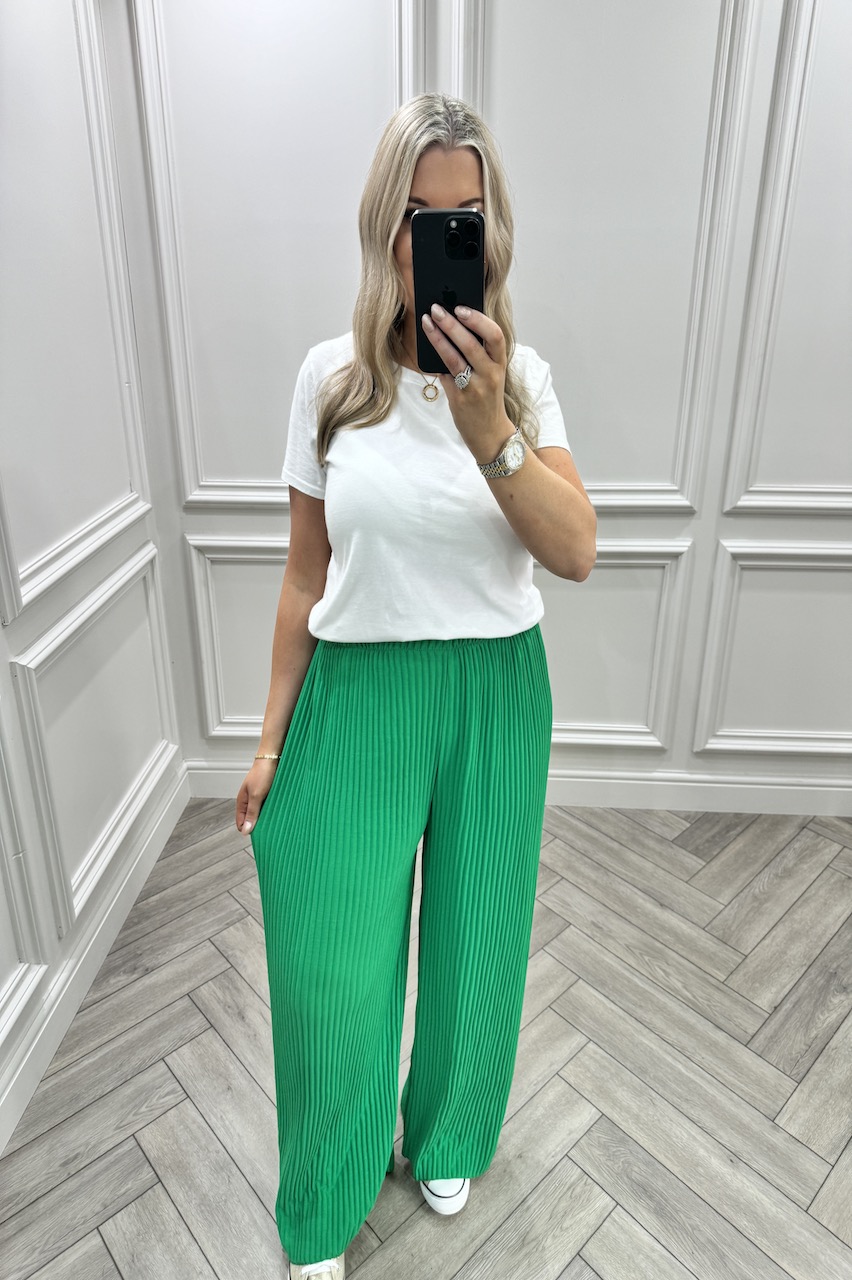 Green Favourite Pleated  Trousers