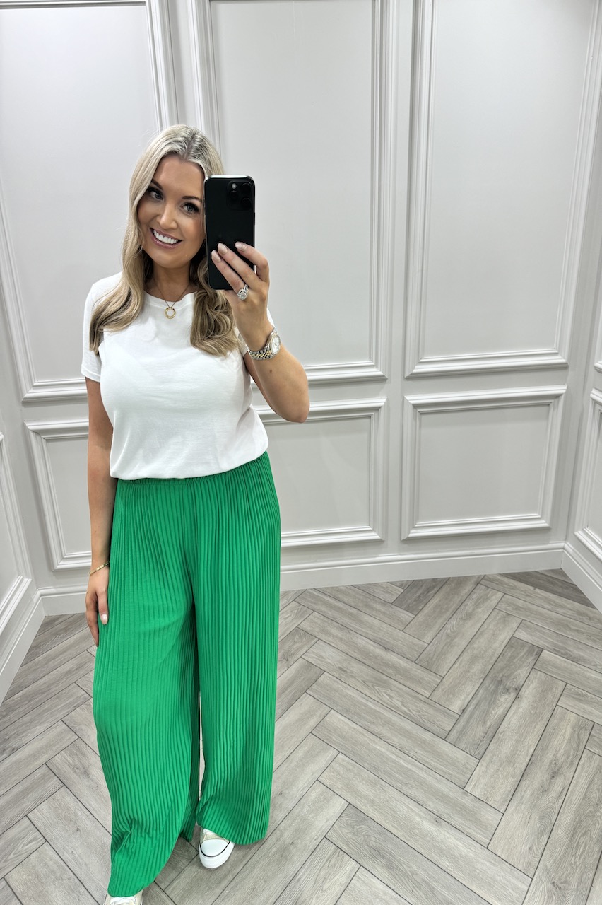 Green Favourite Pleated  Trousers