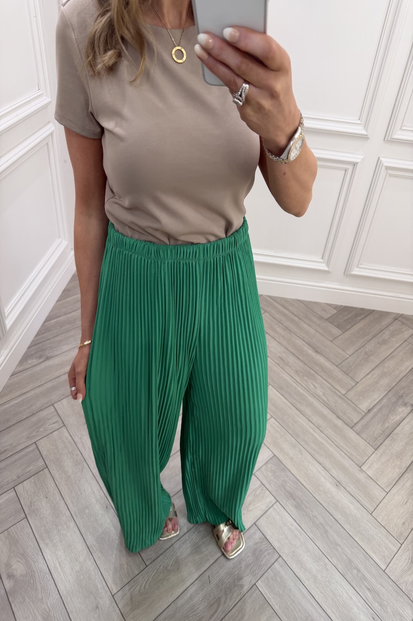 Green Favourite Pleated  Trousers