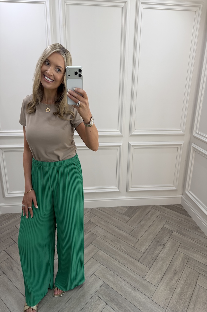 Green Favourite Pleated  Trousers