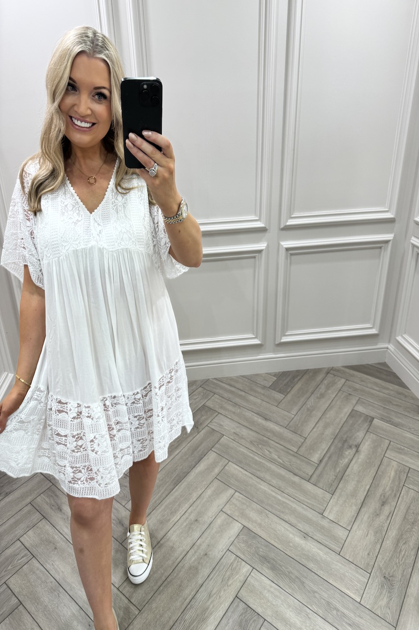 White  Deluxe Crochet  Tunic 